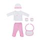 Babyset 5 delig roze-wit stip